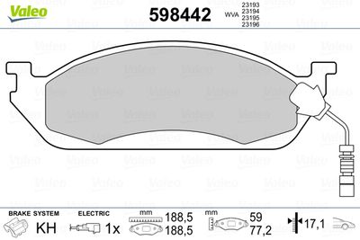 Brake Pad Set, disc brake VALEO 598442