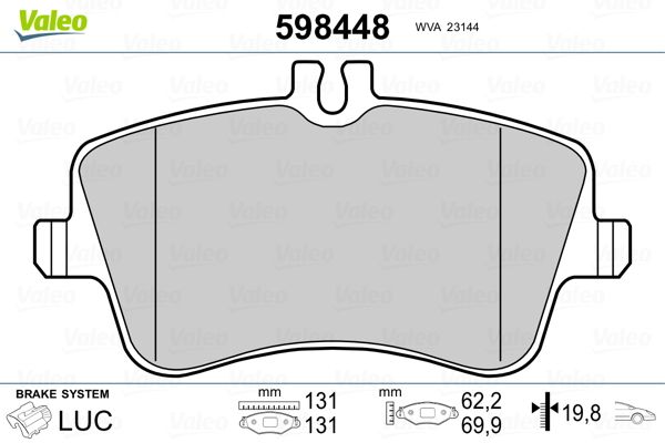 VALEO 598448 Brake Pad Set, disc brake