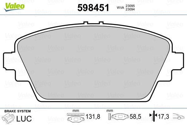 VALEO 598451 Brake Pad Set, disc brake