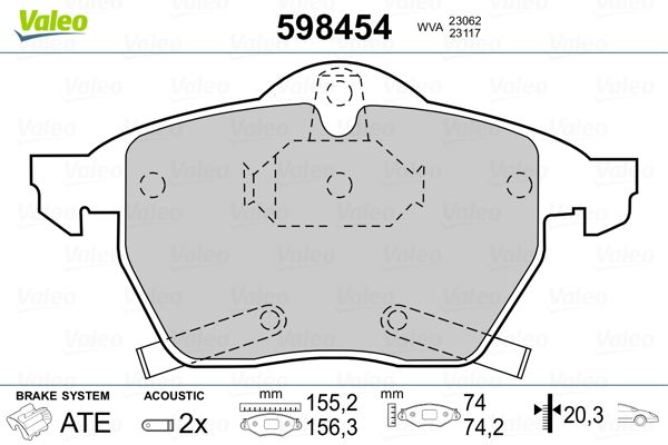 VALEO 598454 Brake Pad Set, disc brake