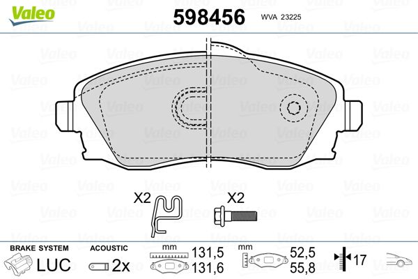 VALEO 598456 Brake Pad Set, disc brake