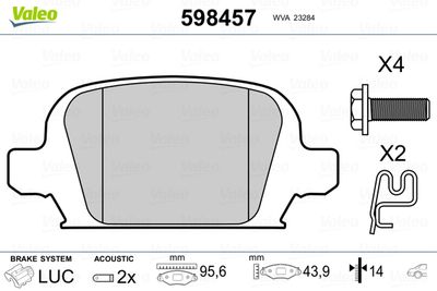 Brake Pad Set, disc brake VALEO 598457