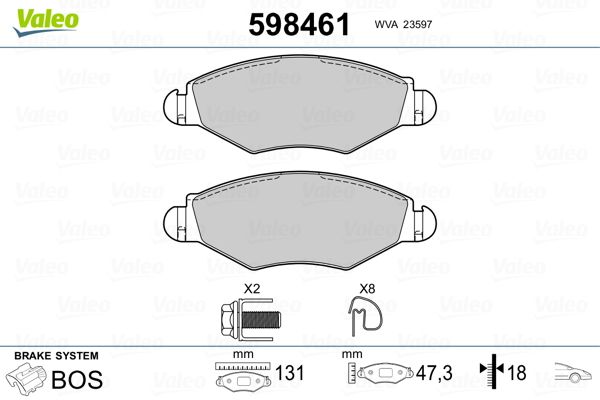 VALEO 598461 Brake Pad Set, disc brake