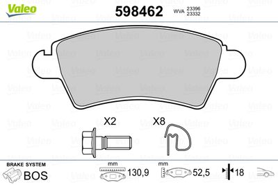 Brake Pad Set, disc brake VALEO 598462