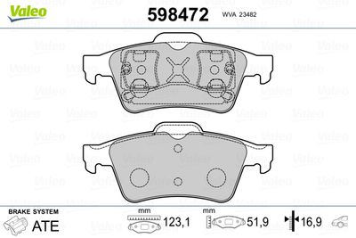 Brake Pad Set, disc brake VALEO 598472