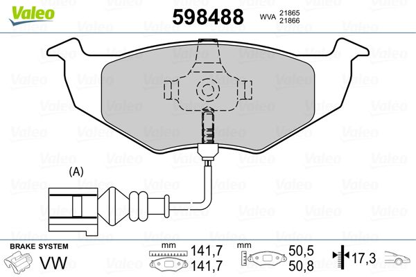 VALEO 598488 Brake Pad Set, disc brake