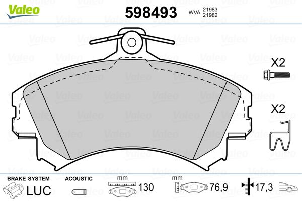 VALEO 598493 Brake Pad Set, disc brake