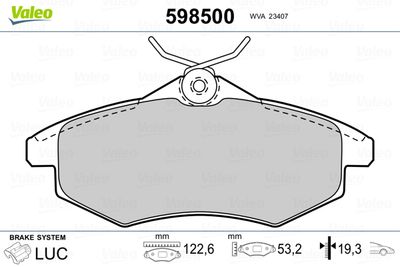 Brake Pad Set, disc brake VALEO 598500