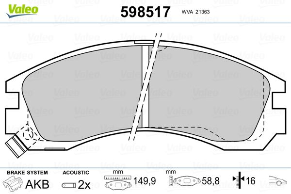 VALEO 598517 Brake Pad Set, disc brake