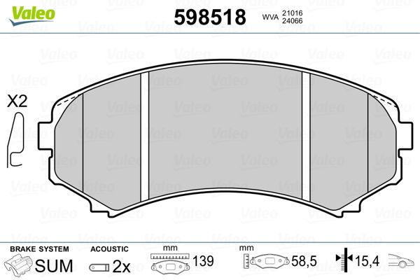 VALEO 598518 Brake Pad Set, disc brake