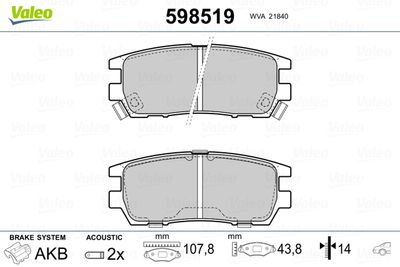 Brake Pad Set, disc brake VALEO 598519