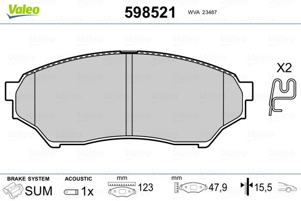 VALEO 598521 Brake Pad Set, disc brake