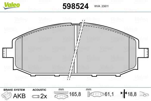 VALEO 598524 Brake Pad Set, disc brake