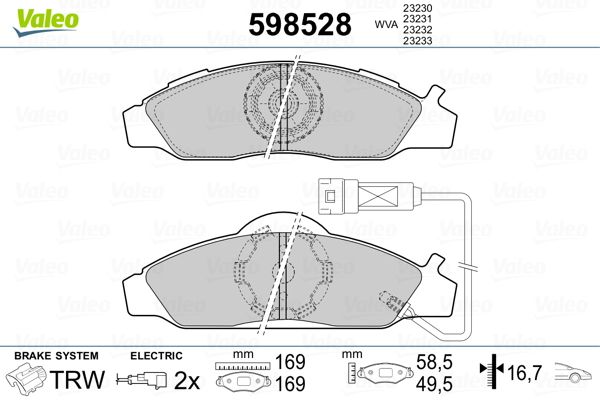 VALEO 598528 Brake Pad Set, disc brake