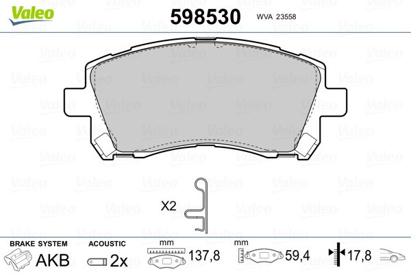 VALEO 598530 Brake Pad Set, disc brake