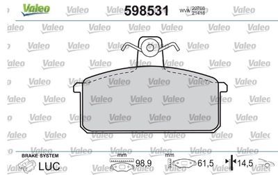 Brake Pad Set, disc brake VALEO 598531