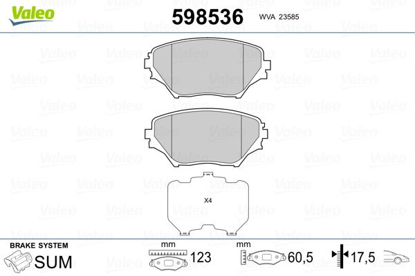 VALEO 598536 Brake Pad Set, disc brake