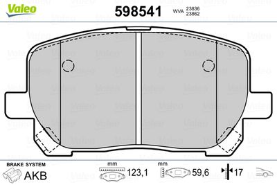 Brake Pad Set, disc brake VALEO 598541