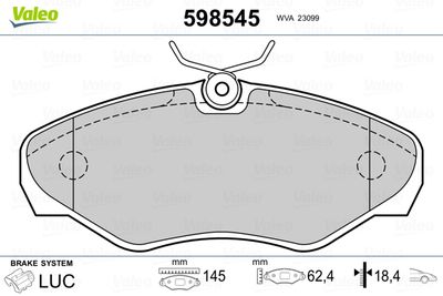 Brake Pad Set, disc brake VALEO 598545