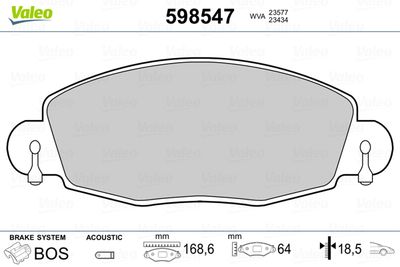 Brake Pad Set, disc brake VALEO 598547