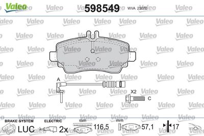 Brake Pad Set, disc brake VALEO 598549