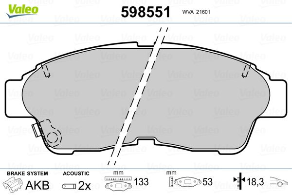 VALEO 598551 Brake Pad Set, disc brake