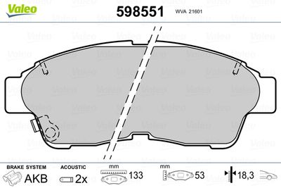 Brake Pad Set, disc brake VALEO 598551