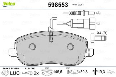 Brake Pad Set, disc brake VALEO 598553