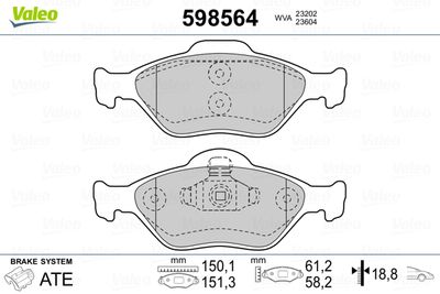 Brake Pad Set, disc brake VALEO 598564