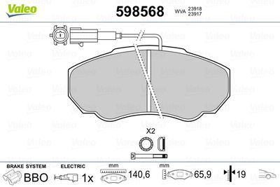 Brake Pad Set, disc brake VALEO 598568