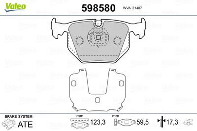 Brake Pad Set, disc brake VALEO 598580