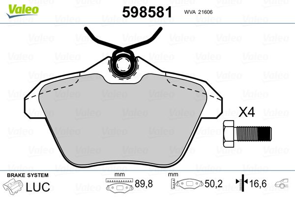 VALEO 598581 Brake Pad Set, disc brake