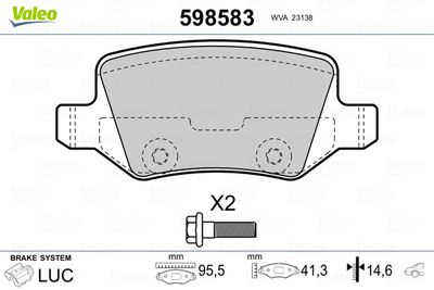 Brake Pad Set, disc brake VALEO 598583