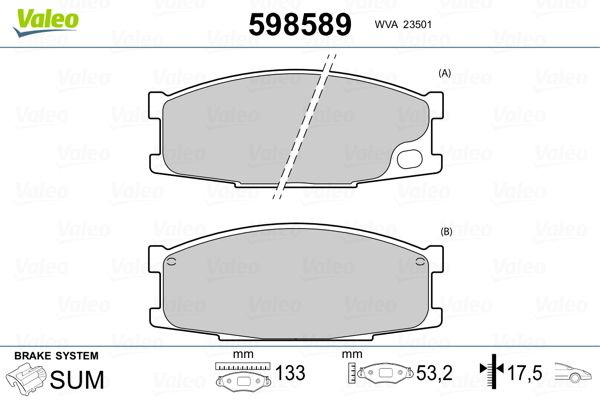 VALEO 598589 Brake Pad Set, disc brake