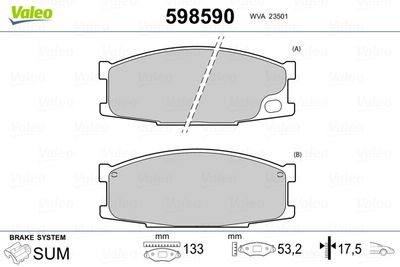 Brake Pad Set, disc brake VALEO 598590