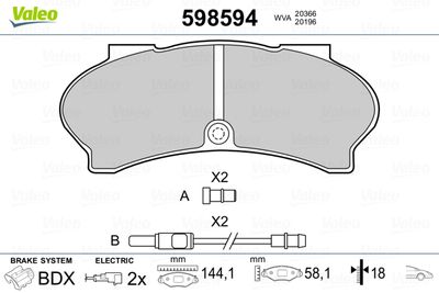 Brake Pad Set, disc brake VALEO 598594