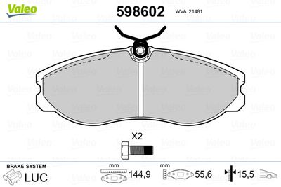 Brake Pad Set, disc brake VALEO 598602