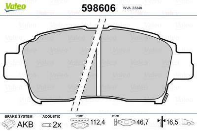 Brake Pad Set, disc brake VALEO 598606