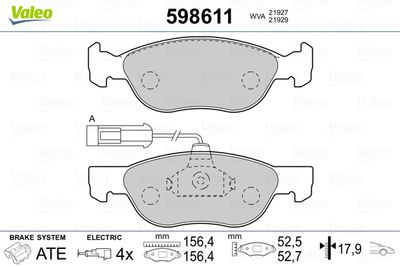 Brake Pad Set, disc brake VALEO 598611