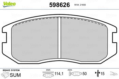 Brake Pad Set, disc brake VALEO 598626