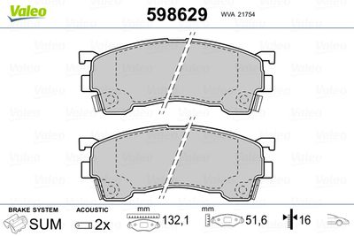 Brake Pad Set, disc brake VALEO 598629