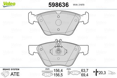 Brake Pad Set, disc brake VALEO 598636