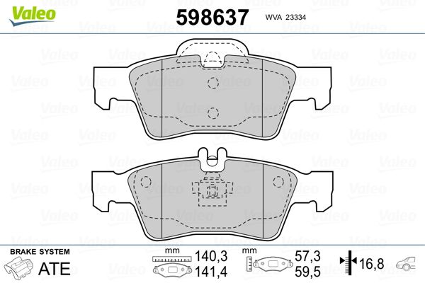 VALEO 598637 Brake Pad Set, disc brake