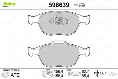 Brake Pad Set, disc brake VALEO 598639