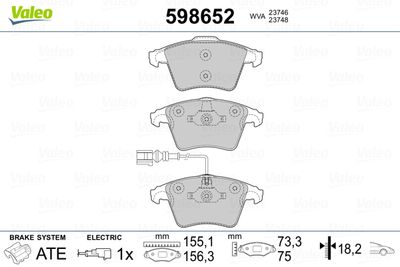 Brake Pad Set, disc brake VALEO 598652