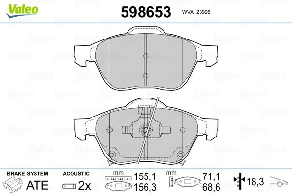 VALEO 598653 Brake Pad Set, disc brake