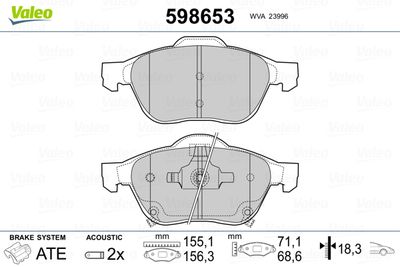 Brake Pad Set, disc brake VALEO 598653