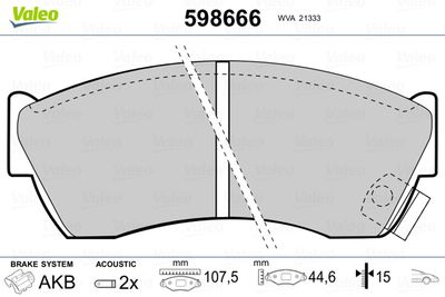 Brake Pad Set, disc brake VALEO 598666