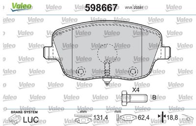 Brake Pad Set, disc brake VALEO 598667