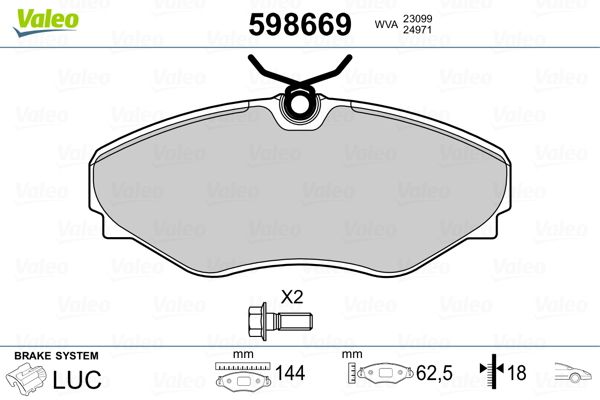 VALEO 598669 Brake Pad Set, disc brake